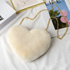 Faux plush heart-shaped shoulder bag