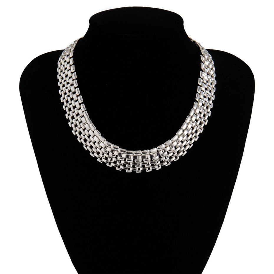 Thick Chain Necklace Women High Quality Big Iron Metal Silver Color Necklace