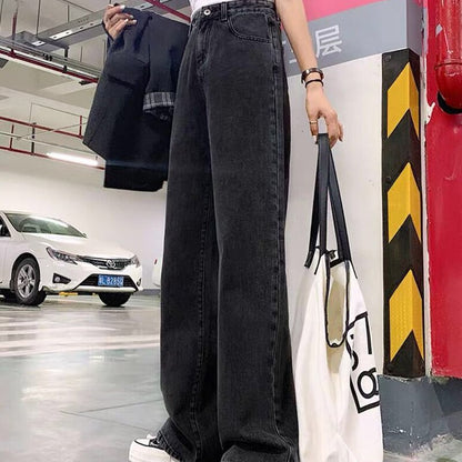 2019 Loose Women Jeans High Waist Long Style Wide Leg Female Trousers Denim Pants