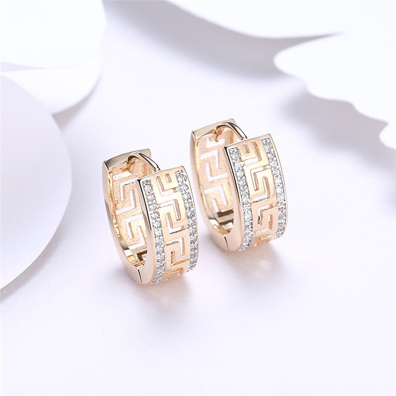 925 Sterling Silver/18K Gold AAA Zircon Hollow Out Circle Earrings For Women