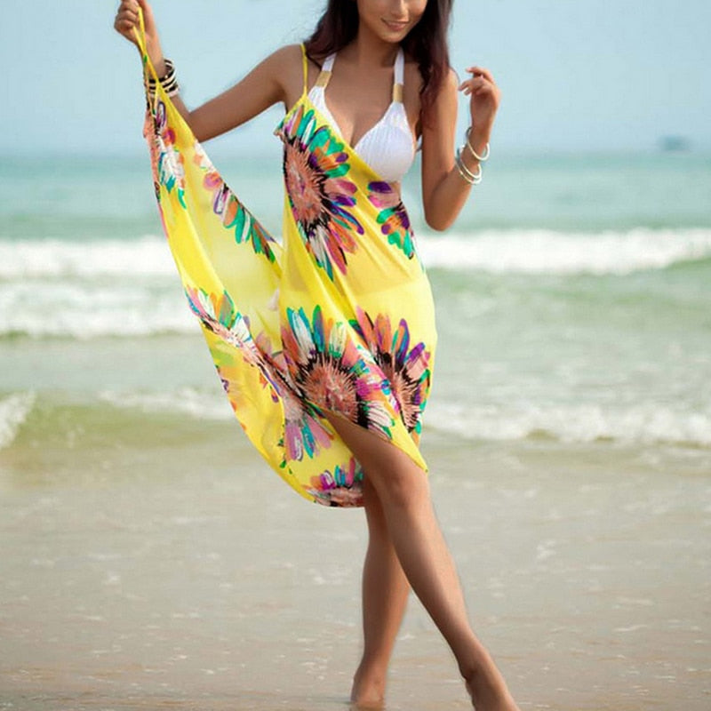 Bohemian Deep V-Neck Robe Caftan Swim Wear Cover Up