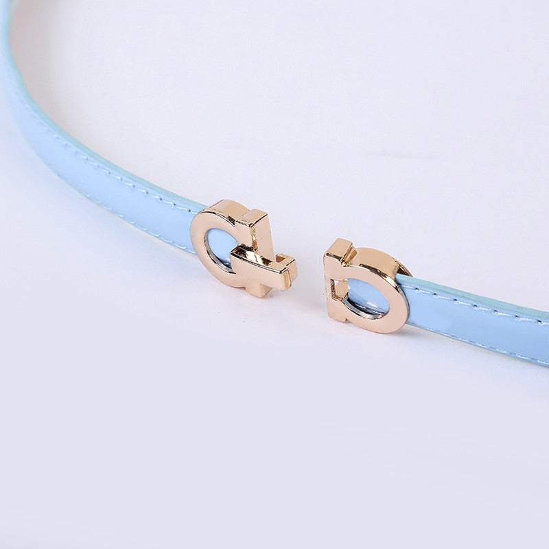 Leather Skinny Adjustable Thin Belt Candy Colors