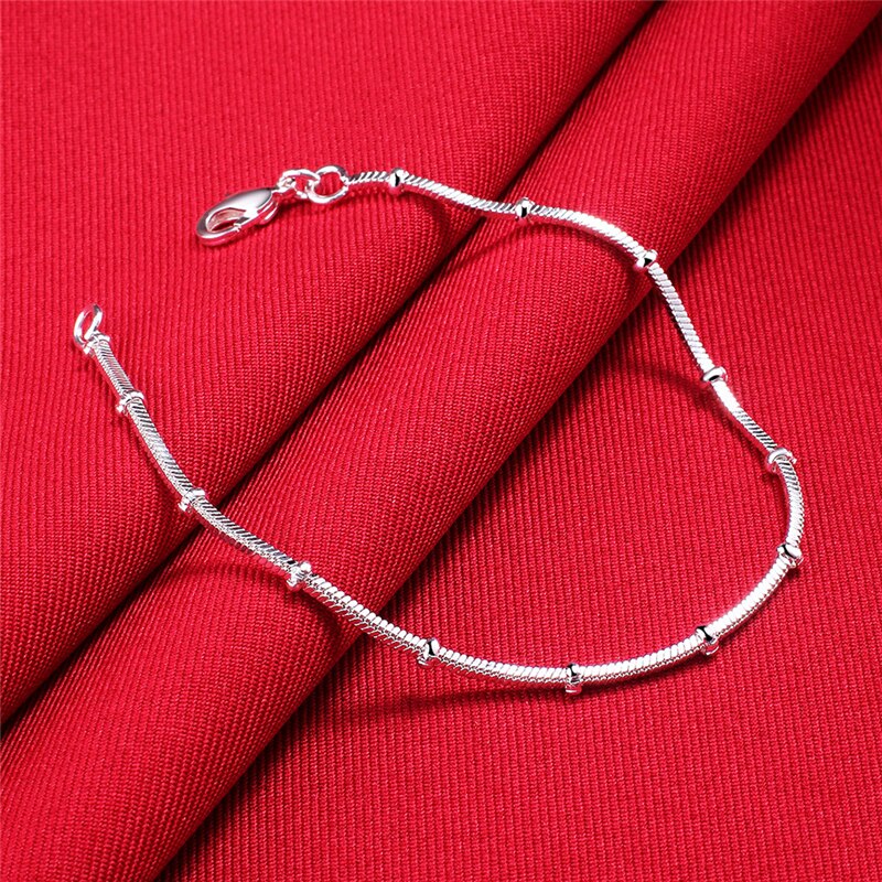 Pure Silver 925 Jewelery Sets For Women 2mm Bead Snake Chain Bracelet &amp; Necklace 2020 New Fashion Jewelry 2pcs Set Accesories