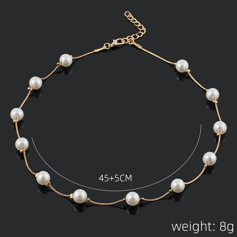 Korean Fashion Pearl Pendant Choker Necklace