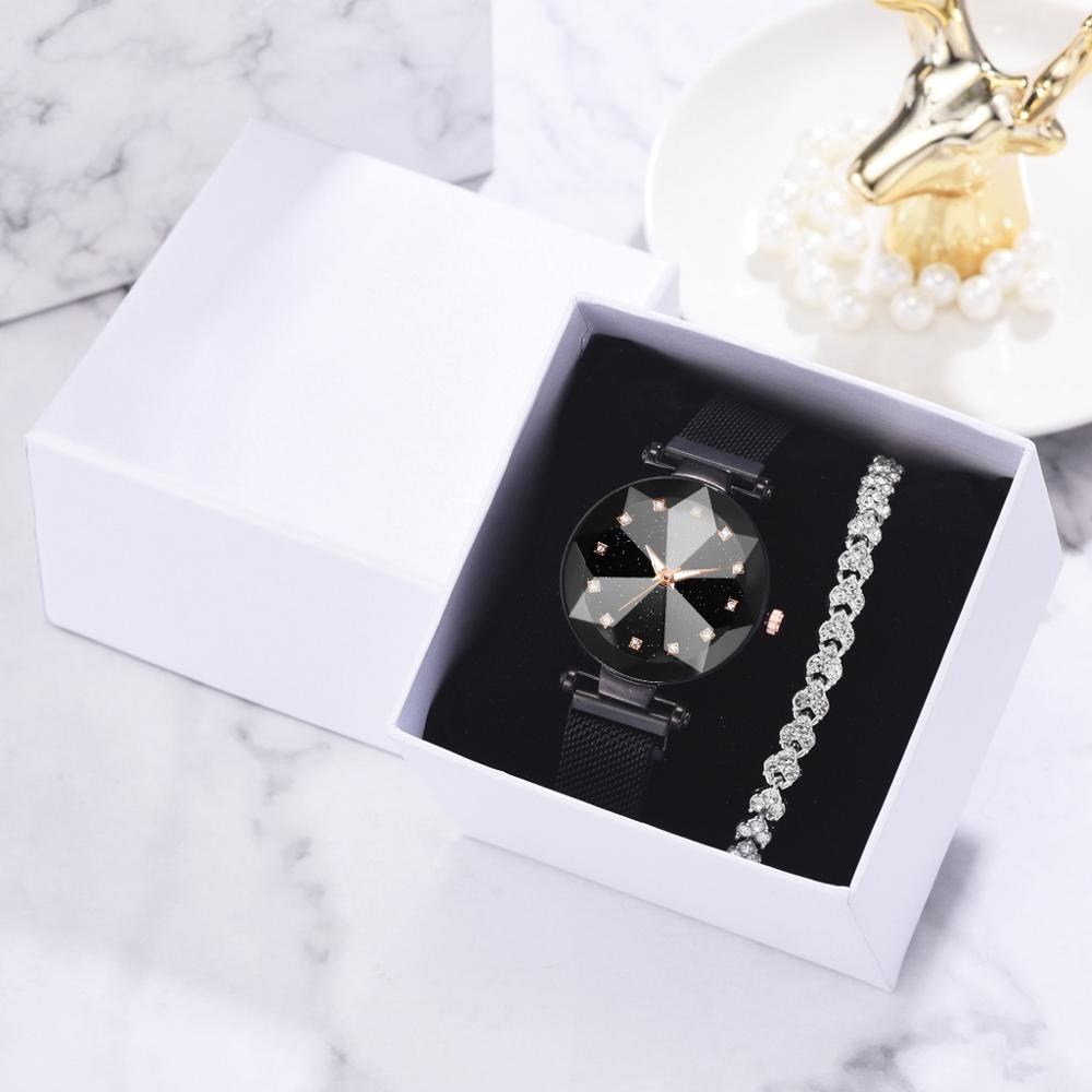 2pcs/Set Magnetic Starry Sky Wristwatch with Box