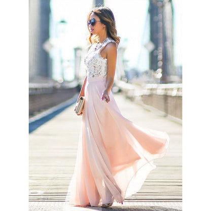 hot  Women Long Chiffon Dress Formal Evening Party V neck Sleeveless  Empire Ball Gowns Dresses New