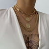 New Vintage Boho Fashion Multilevel Gold Silver Color Human Head Coin Pendant Necklaces For Women