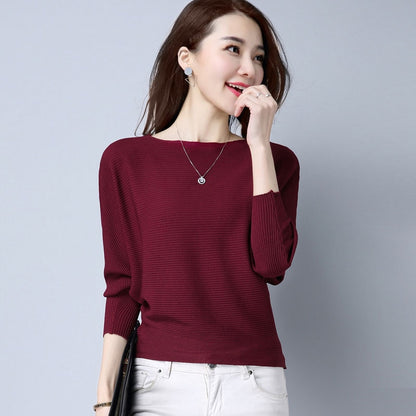 O-Neck Long Sleeve Ladies Knitted Pullover Jumper