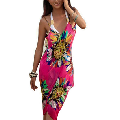 Bohemian Deep V-Neck Robe Caftan Swim Wear Cover Up