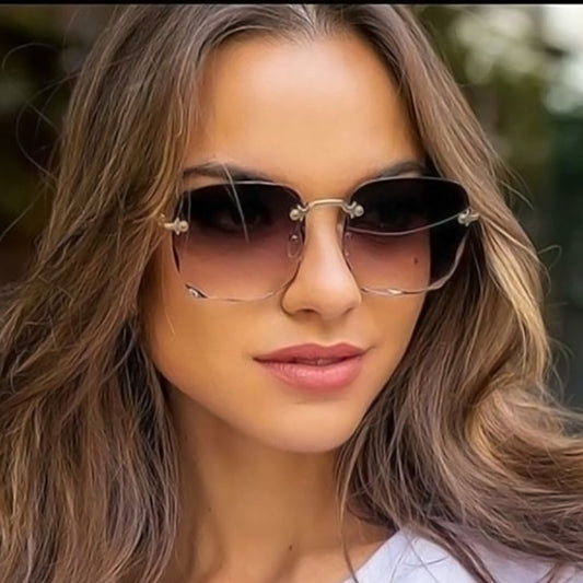 Square Rimless Sunglasses Women Luxury UV400 Shades Oculos