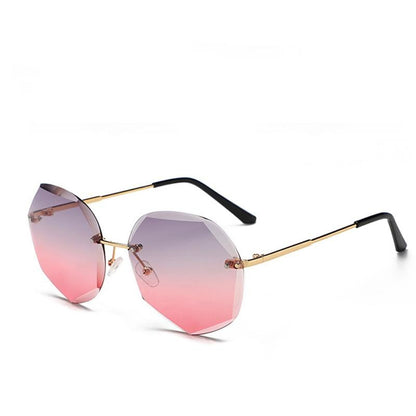 Oversized Rimless Diamond Square Sun Glasses For Female