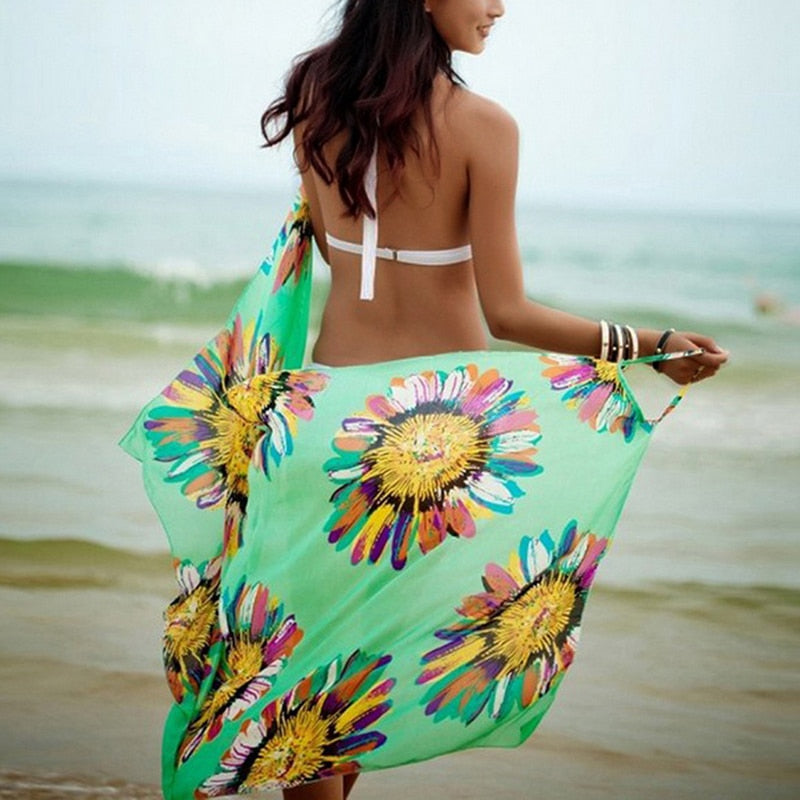 Bohemian Deep V-Neck Robe Caftan Swim Wear Cover Up