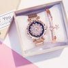 Rose Gold Flower Dial Clock Women Quartz Wrist Watches Box Set