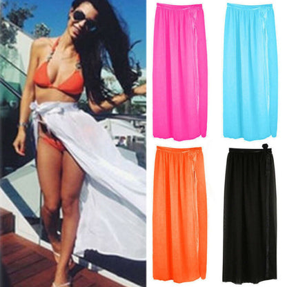 Sheer Beach Mini Wrap Skirt Sarong Pareo Shorts Bikini Cover Up