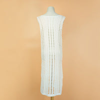 Sexy Hollow Out Beach Dress Women V Neck Sleeveless Crochet Swimsuit Cover Up Vestidos Female Bathing Suit