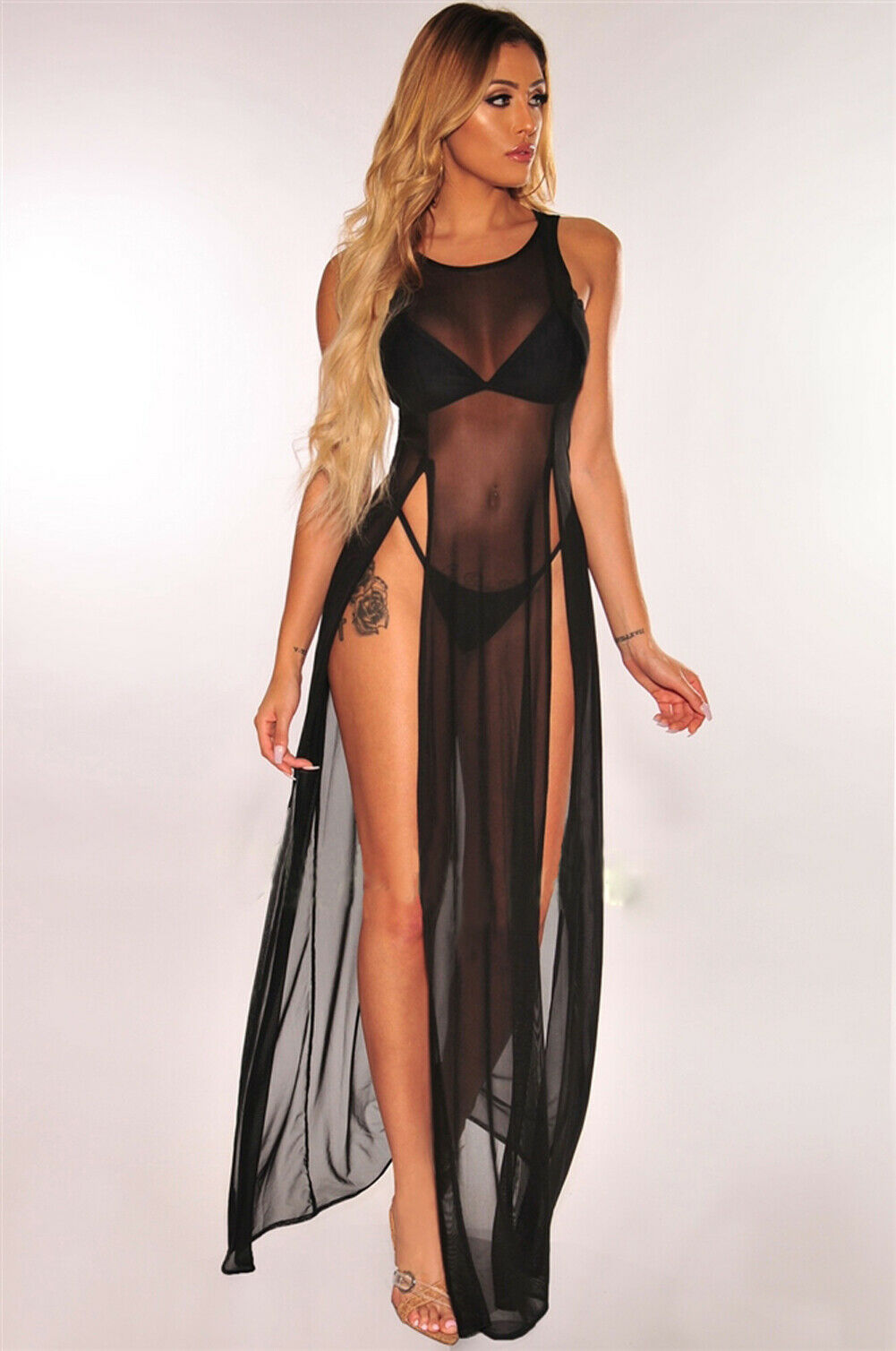 Sundress Bikini Cover Up See-through Tulle Cover-Ups