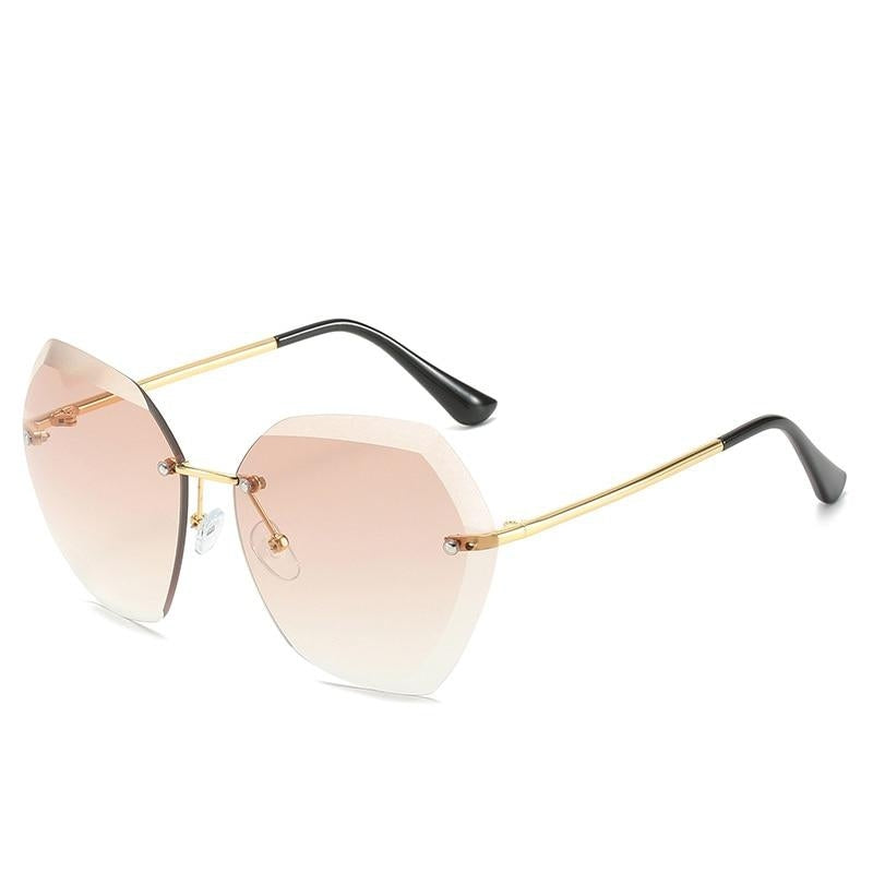 Oversized Rimless Diamond Square Sun Glasses For Female