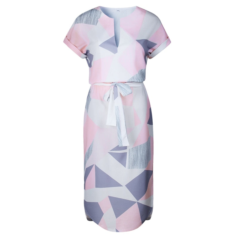 Geometric Print Summer Boho Beach Dress