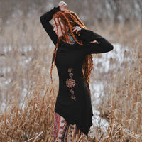 Cut Out Pixie Backless Sexy Long Dress with Big Hooded Medieval Gothic Women Floor Length Dress Slim Cross Bandage S-5XL