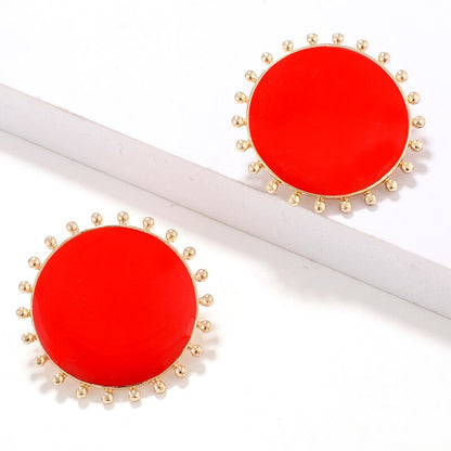 Vintage Black Round Stud Earrings for Women