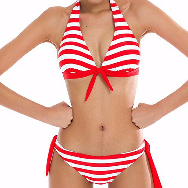 Halter Top Plaid Brazillian Bikini Set Bathing Suit Summer Beach Wear