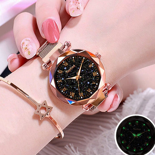 Starry Sky Magnetic Luminous Wrist Watches Set With Bracelet Box