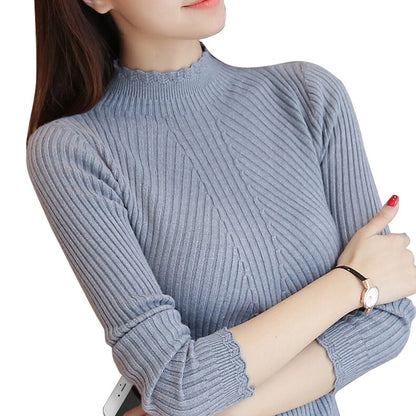 long sleeve turtleneck knitted pull sweater pullover