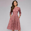 Vintage pleated tunic print dress women Elegant ladies A line dresses Long sleeve female autumn mixi party dress vestidos