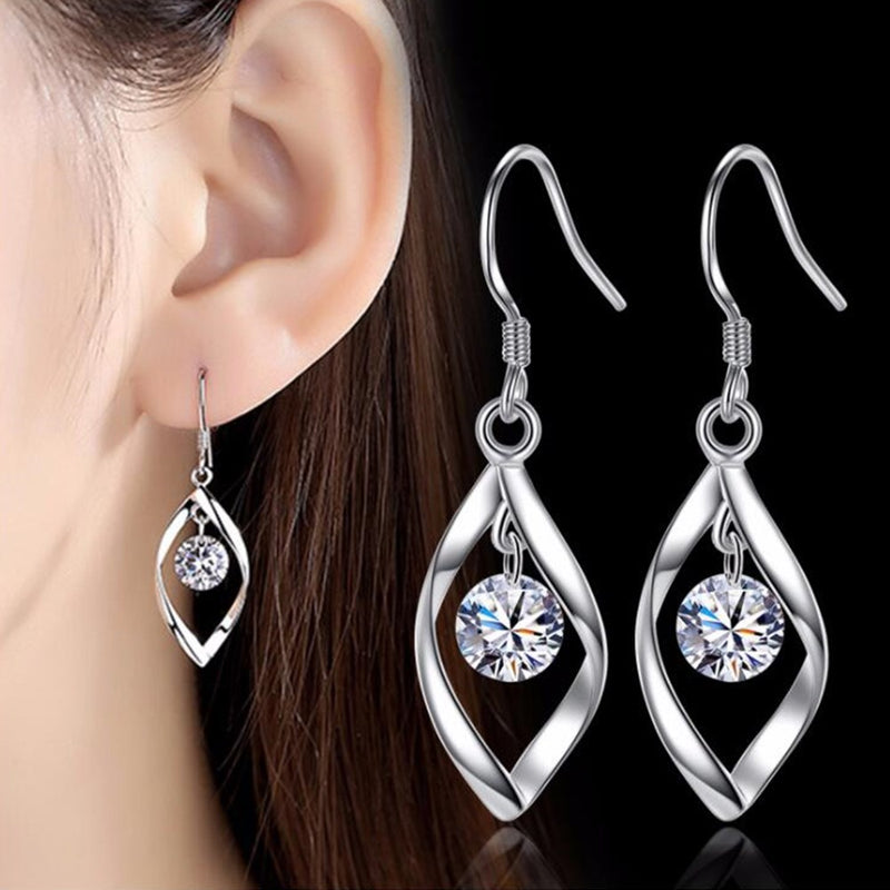 925 sterling silver Earrings Retro Long Tassel Cubic Zirconia Pop Hook Earrings
