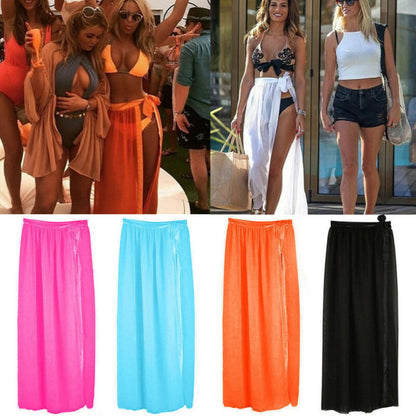 Sheer Beach Mini Wrap Skirt Sarong Pareo Shorts Bikini Cover Up