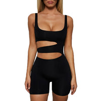 Sexy Black Hollow Out Body Rompers Backless