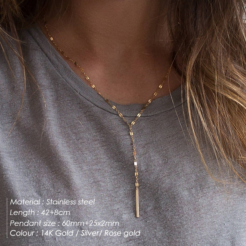 Minimalist Bamboo Chain Stainless steel necklace jewelry
