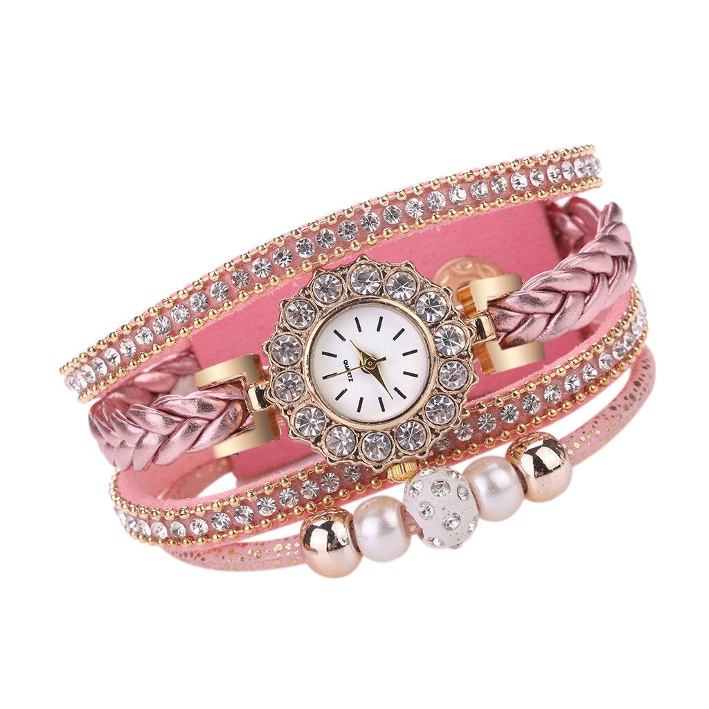 Vintage Weave Wrap Quartz Top Brand Casual Wrist Watch Bracelet For Ladies