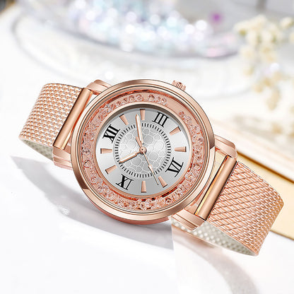 Diamond Ladies Wristwatches Stainless Steel Silver Mesh Strap