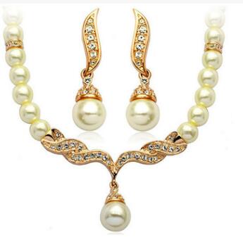 Imitation Pearl Jewelry Set Simulated Pearl Double Layer Women Earrings Necklace Bracelet Sets for Wedding N271