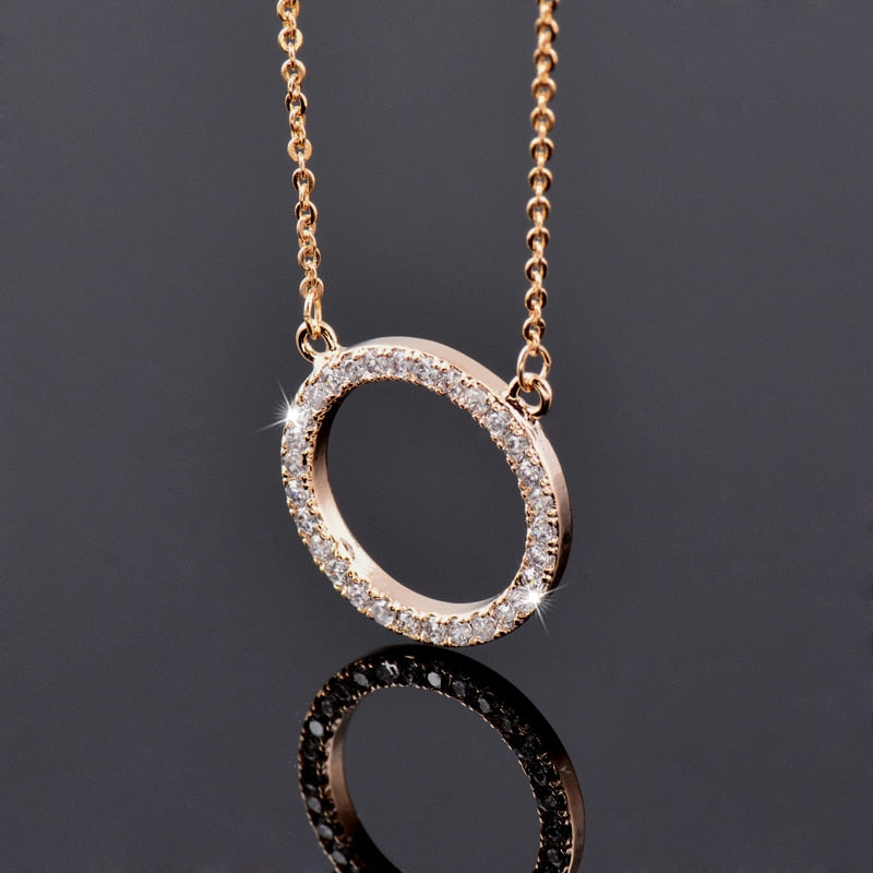 Shiny Paved Tiny Crysral Circle Round Choker Necklaces
