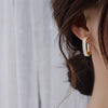 Korean 14k Real Gold Temperament Round CZ Earring for Women