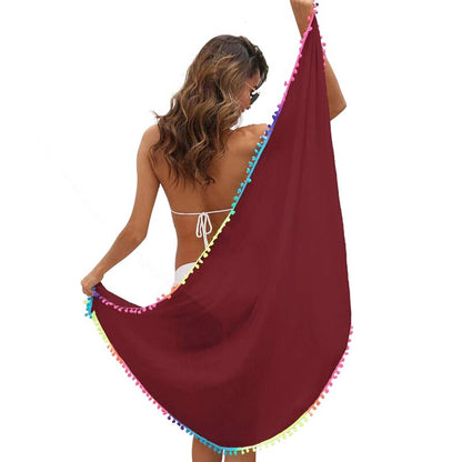 Women Colorful Tassel Chiffon Scarves Swimsuit Bikini Cover Up Sexy Skirt One Piece Irregular Scarf Female Sarong Beach Wear