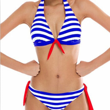 Halter Top Plaid Brazillian Bikini Set Bathing Suit Summer Beach Wear