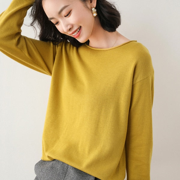 O-neck Stylish Knitted Long-Sleeves Sweater