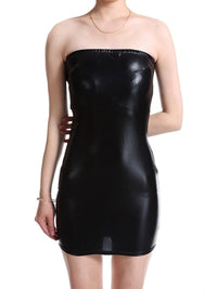 Sexy PU Leather Women Dress Sleeveless Pencil Mini Bodycon Club Party Dresses Spring Black Red Leather Dresses