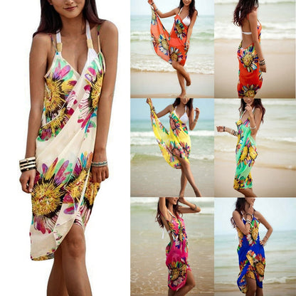 Bohemian Deep V-Neck Robe Caftan Swim Wear Cover Up