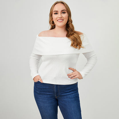 Autumn New Plus Size Women Clothing Fashionable Elegant off-Shoulder Long Sleeve Knitted Tube Top