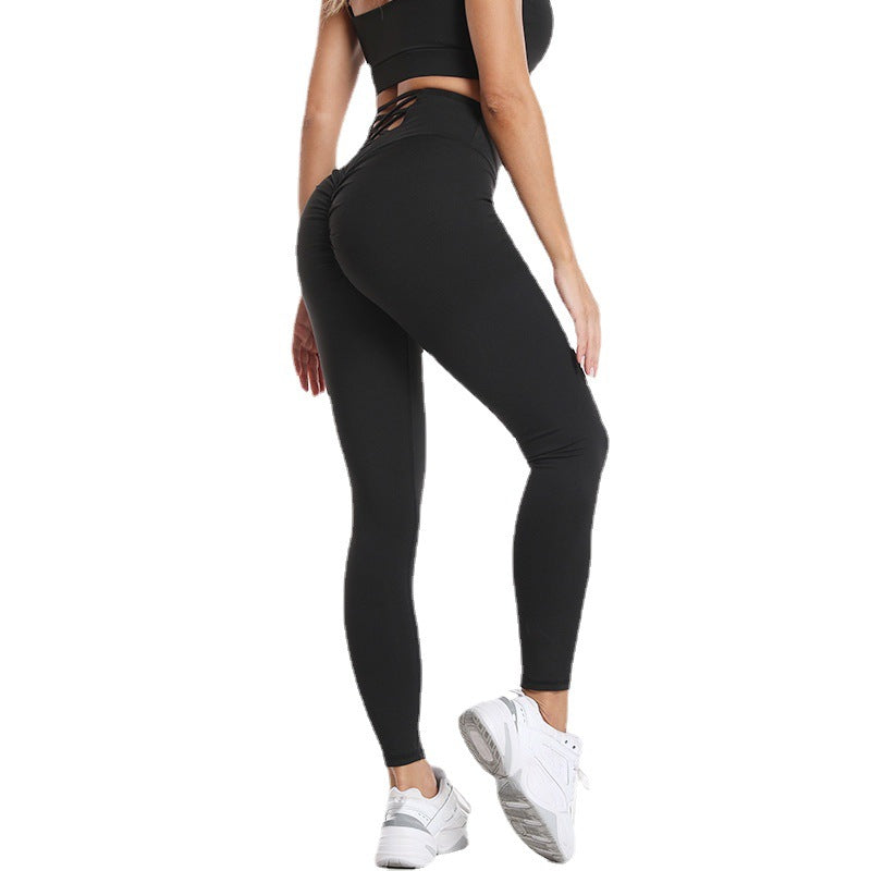 Yoga Pants Peach Hip Raise High Waist Cross Exercise Workout Quick-Drying Riding Cropped Trousers For Women