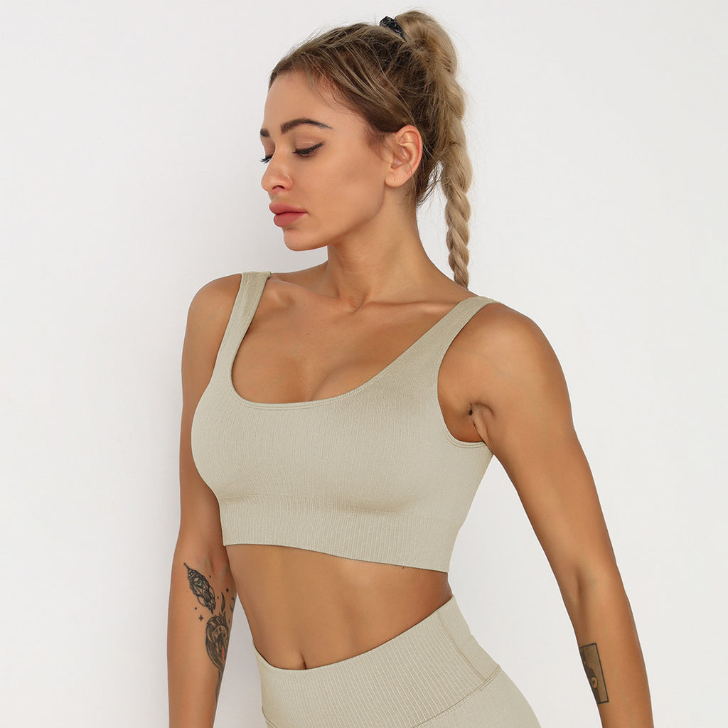 Nylon Quick-Drying Slim Fit Yoga Workout Top Professional Sports Seamless Workout Bra Women