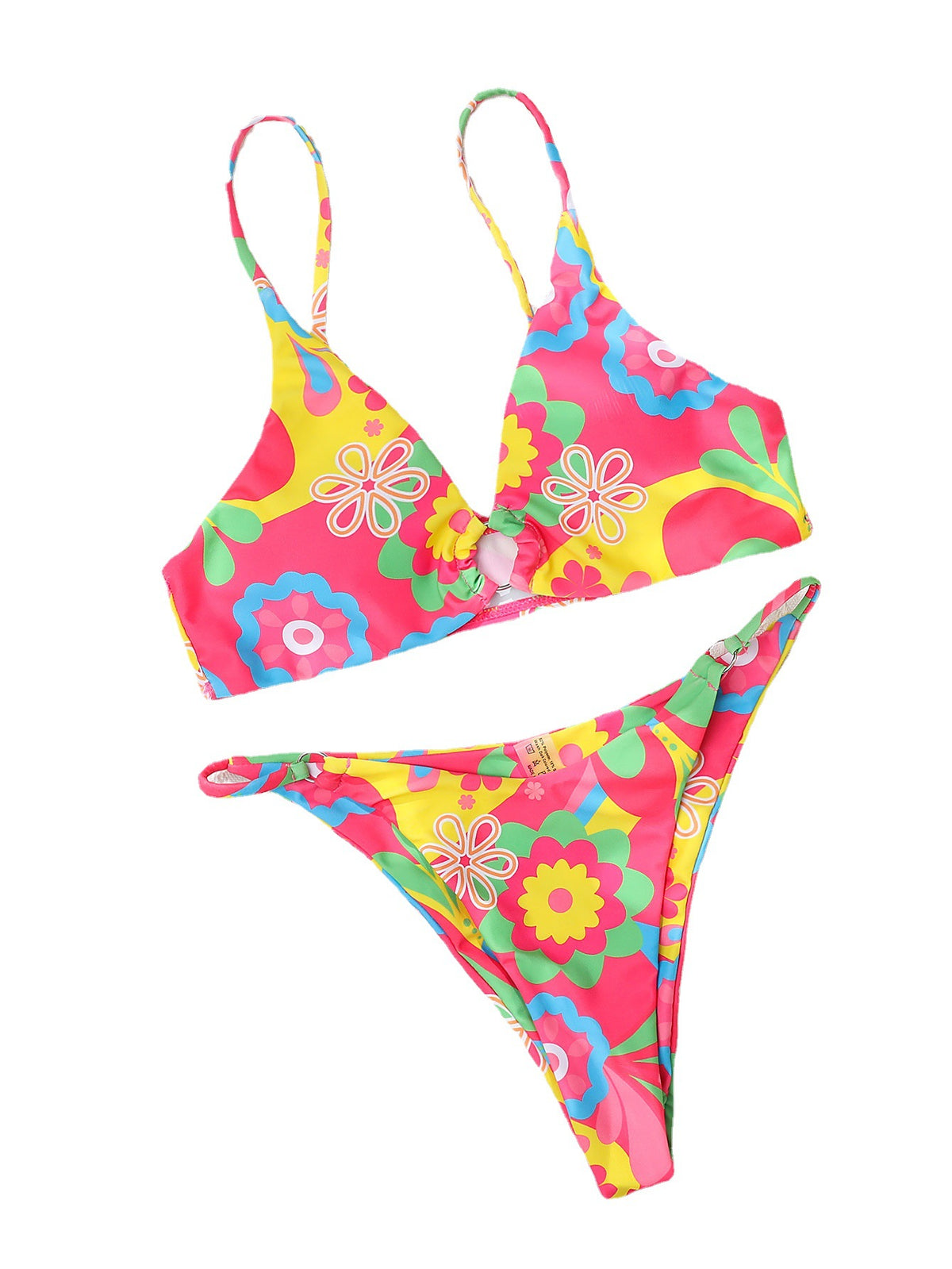 New Floral Print Triangle Cup Sexy Bikini Split Swimsuit Swimwear Women