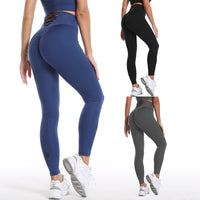 Yoga Pants Peach Hip Raise High Waist Cross Exercise Workout Quick-Drying Riding Cropped Trousers For Women