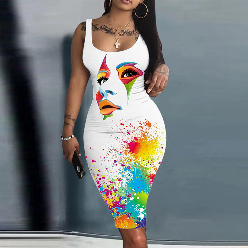 Black Sexy Dress Popular Sexy Painted Dress Women  Clothing