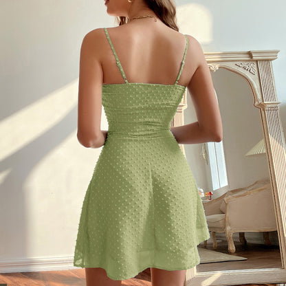 Women Clothing Solid Color Sexy Backless Woven Suspender Skirt Inner Elegant High-End Dress for Women Summer