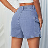 Summer Official Picture Casual Cotton Blue Shorts Ordinary High Waist Slimming Long Feet Belly Contracting Jeans